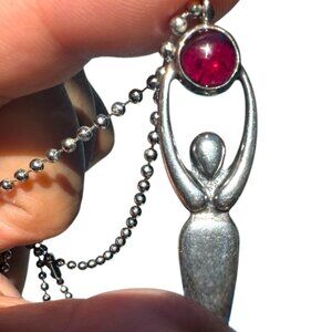 Sire Sterling Silver 925 Vintage Moon Goddess Pendant Necklace